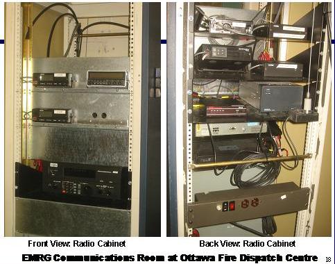 Photo of a radio cabinet at the Ottawa Fire Service Dispatch Centre